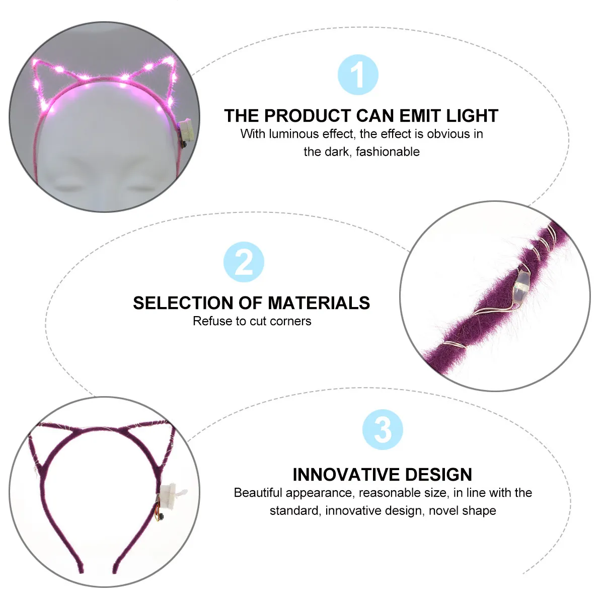 

10 шт. светодиодных повязок на голову с кошачьими ушками, светящиеся эластичные обручи для волос, светящиеся праздничные головные уборы, мультяшные разноцветные повязки на голову с кошачьими ушками, подарок для девочек