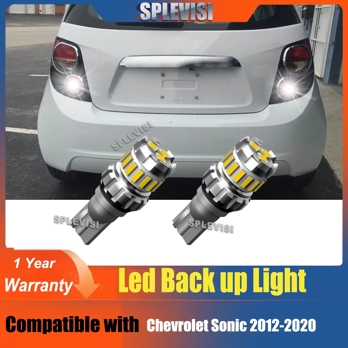 2xW16W Reversing Lights Back Up Lamp Aluminium Bulbs DC 12V For Chevrolet Sonic 2012 2013 2014 2015 2016 2017 2018 2019 2020 Car