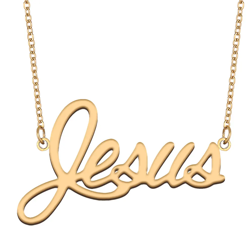 

Jesus Name Necklace for Women Stainless Steel Jewelry Gold Color Nameplate Pendant Collares Para Mujer Letters Choker