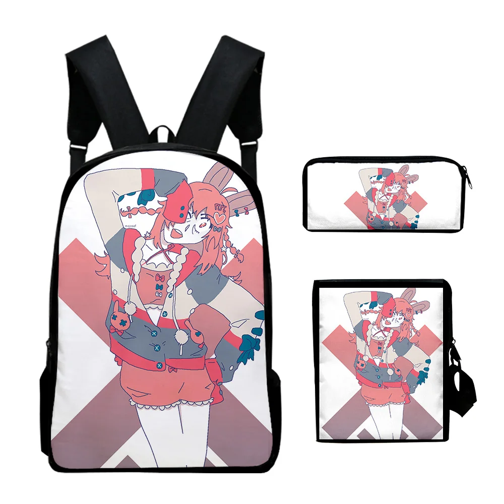 Cartoon VTuber Pipkin Pippa 3D Print 3pcs/Set pupil School Bags Laptop Daypack Backpack Inclined shoulder bag Pencil Case