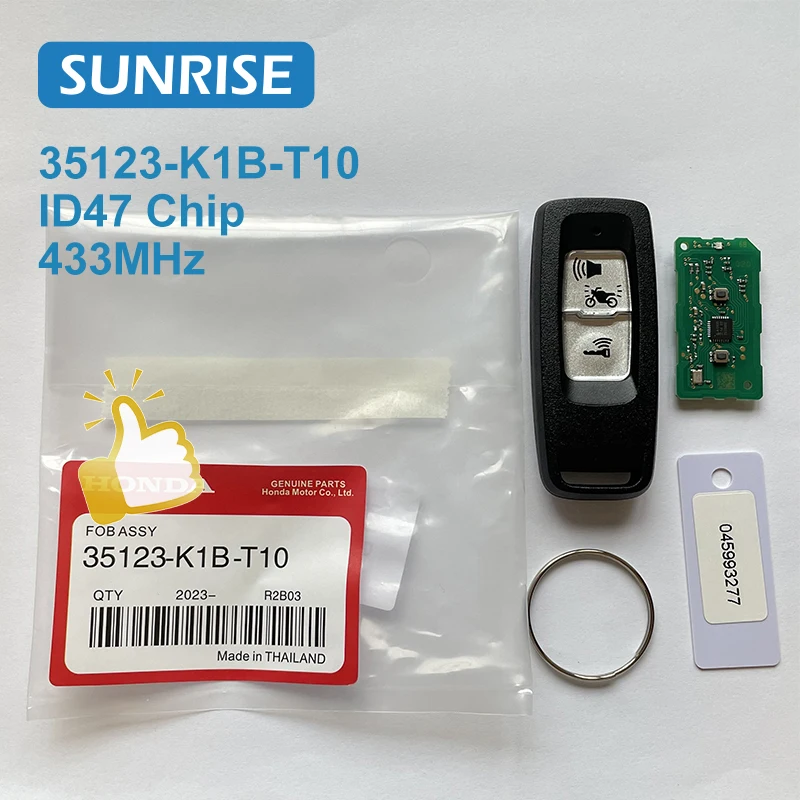 35123-K1B-T10 ID47 Chip 433MHz Motorcycle Remote Control Key For Honda PCX160 Forza NSS350 Airblade 2021-2023