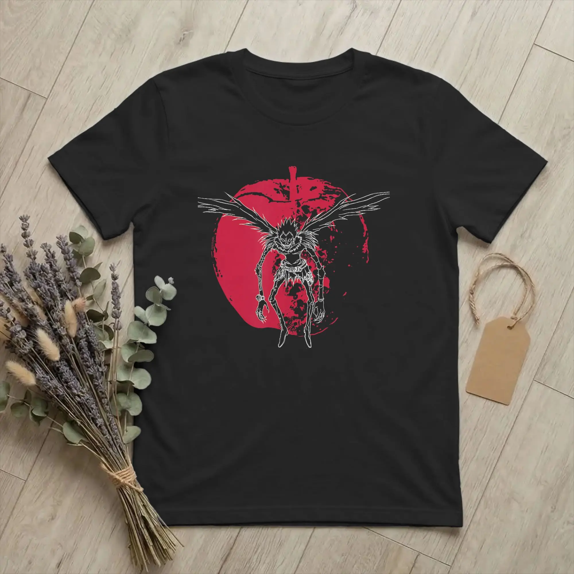 Men Death Note Ryuk Silhouette on Apple Anime T Shirt  Pure Cotton Clothes Vintage Crew Neck Tee Shirt Birthday Present T-Shirts