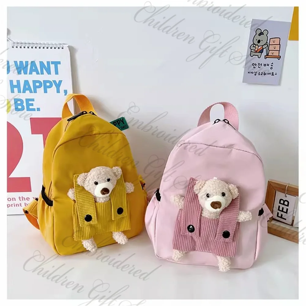 Mochila de nailon con nombre personalizado para niños, mochila bordada con dibujos animados para jardín de infantes, mochilas escolares con nombre personalizado