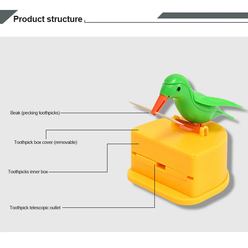 New Small Bird Toothpick Container Automatic Toothpick Dispenser Toothpick Holder Home Decoration Kitchen Accessories