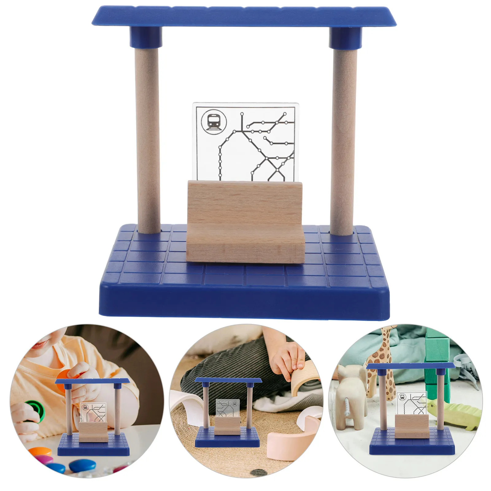 

Деревянный креативный игровой набор «Железнодорожная станция»: развивающие аксессуары для поездов и железнодорожных путей для детей, интерактивный конструктор для создания железнодорожных сцен