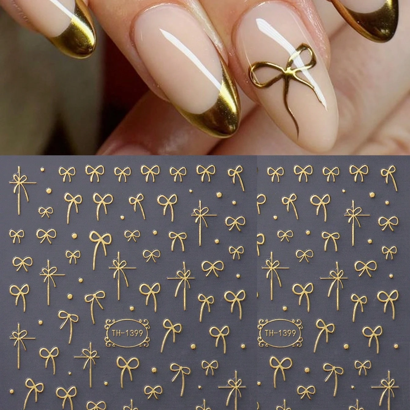 1 Stück goldene Schleife für Nagelkunst, selbstklebend, glänzender Kunststoff, Cartoon-Design für Maniküre, Pediküre, Valentinstag, Weihnachten