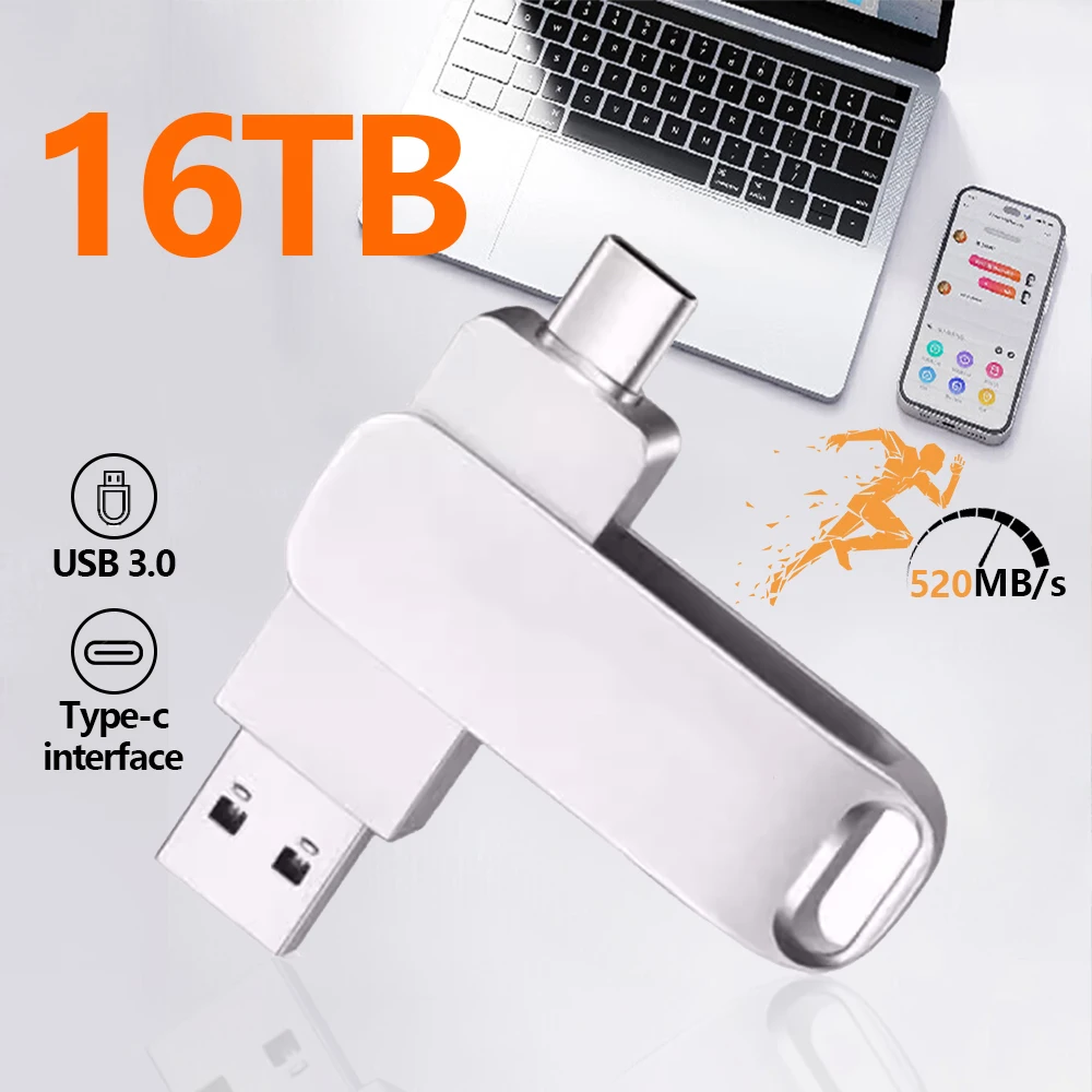 

16TB USB 3.0 Flash Drive High Speed USB Transfer Metal Type-C Pendrive 2TB Memory Pen Drive Flash Disk 8TB 4TB Memoria Stick 1TB