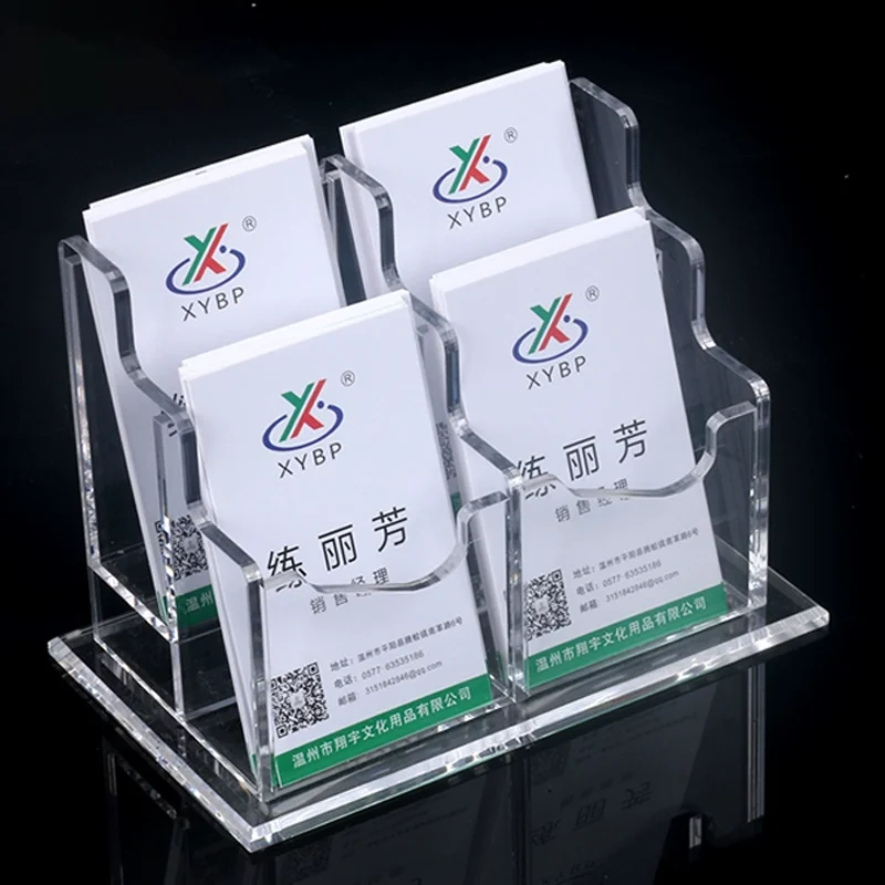 

2/4 слота, акриловый держатель для визитных карточек, прозрачная настольная подставка для карточек, офисная стойка для флаеров, стойка для брошюр, выставки товаров для заметок