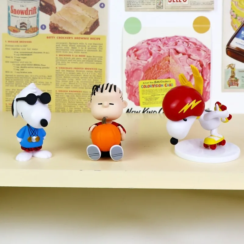 Novo concerto série snoopy 6 pçs japão dos desenhos animados amendoim mini figura modelo brinquedos decoração de mesa modelo presente aniversário presentes natal