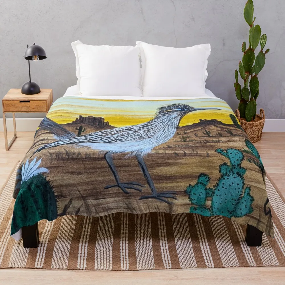

Roadrunner in the desert at sundown Throw Blanket christmas gifts Luxury St Baby For Baby Blankets