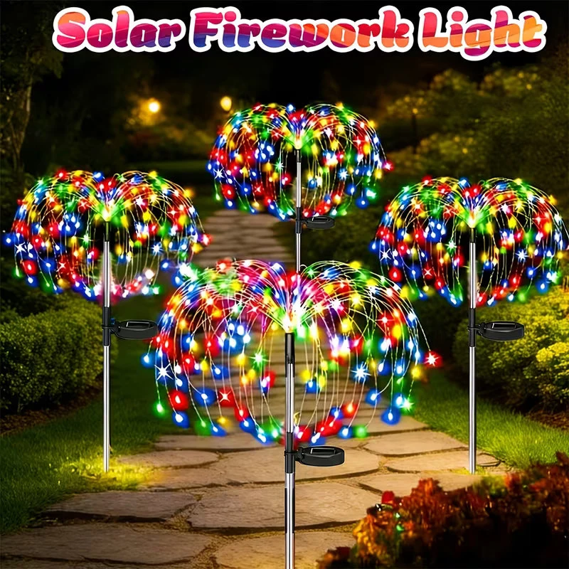 4packs Waterproof Solar Firework Lights Sparkles Landscape Fairy Light Garden Lights Outdoor Decoration Light Yard Patio Pathway