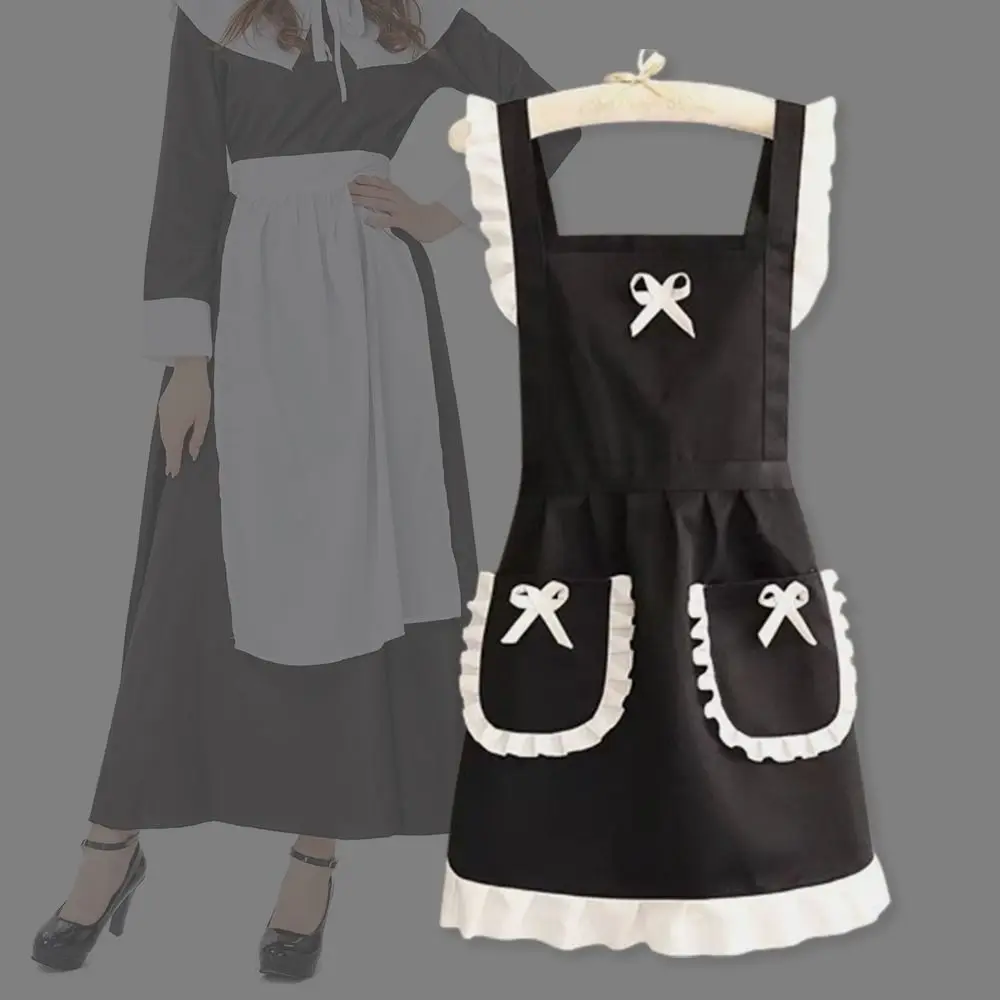 Women Japanese Apron Cross Back Apron Cute Maid Dress Apron With Waistband Housework Baking Florist Dress Kitchen Cooking Aprons