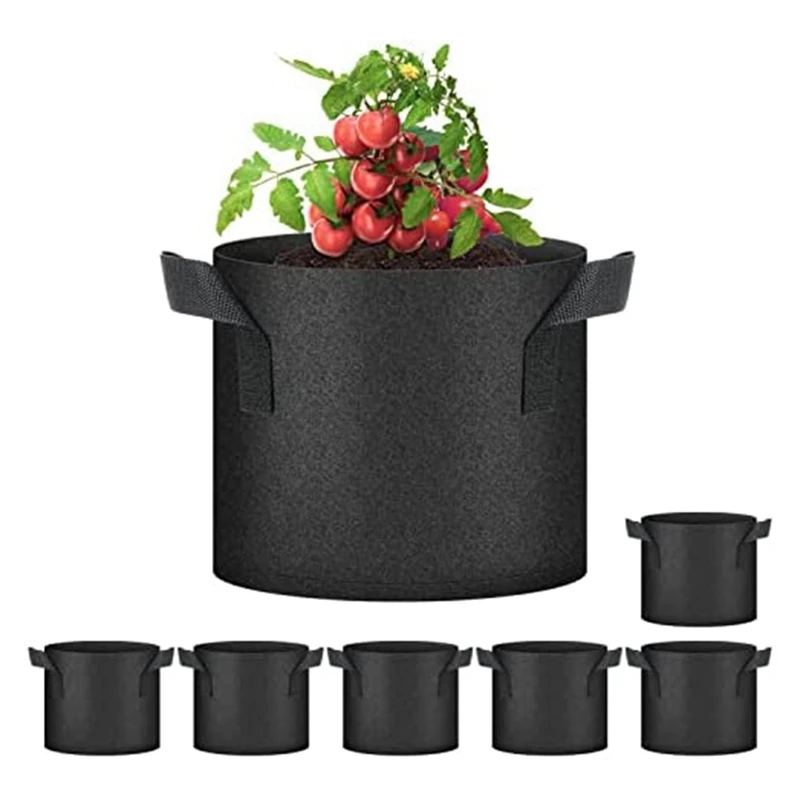 

7-Pack Non-Woven Planting Bag Aeration Nonwoven Fabric Plant Pots With Handles, Heavy Duty Gardening Planter For Potato