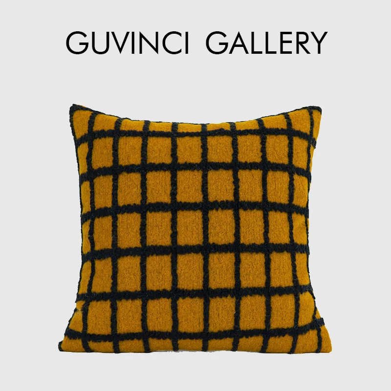 

GUVINCI African Ethnic Design Cushion Cover Modern Abstract Orange Square Jacquard Throw Pillow Case Luxury Coussin For Sofa Bed