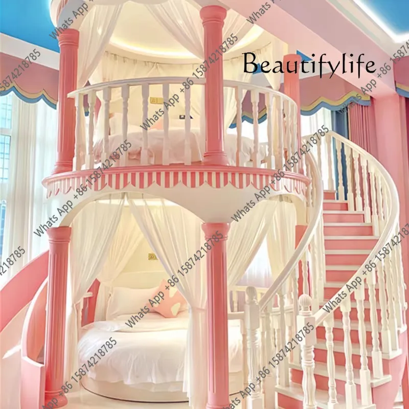 B J Normal Double Decker Kids Beds Decoration Safety Modern Slide Castle Kids Bed Princess Playpen Cama Infantil Furniture Home