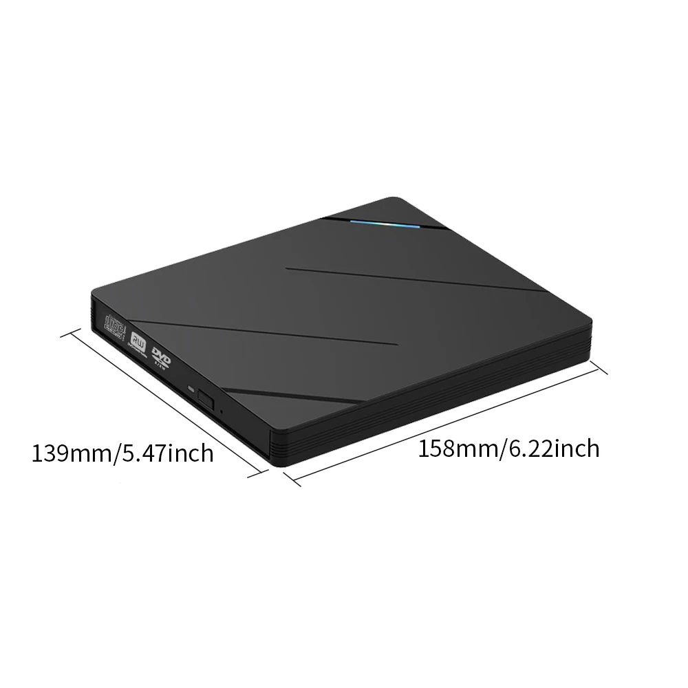 TISHRIC USB3.0 SD Type-C Multifunctional External Optical Drive CD-RW Burner Player DVD CD Slim Port Twill External Drive Burner