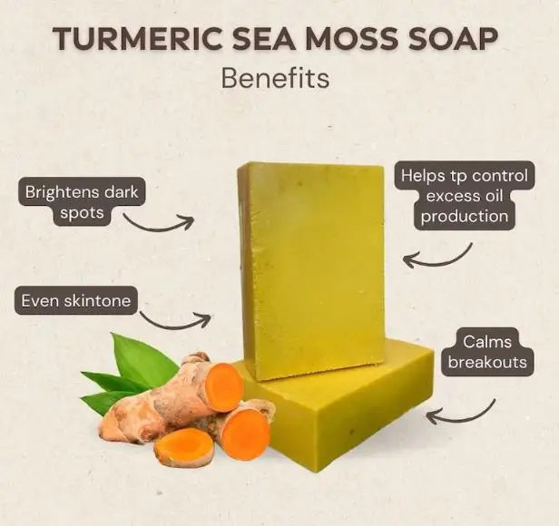 Turmeric seamoss bar- Skin evening, natural skincare, natural handmade soap