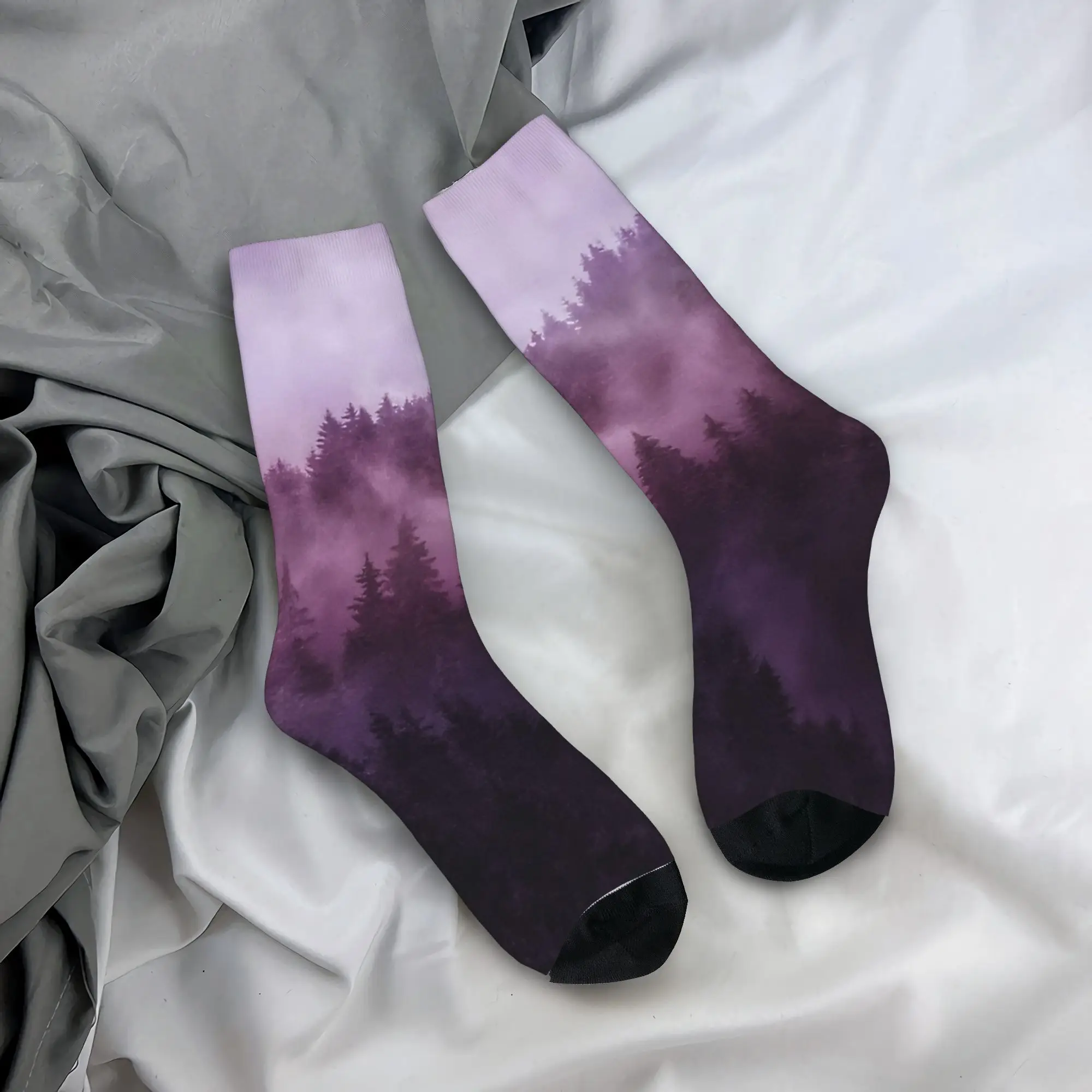 

Dream Forest With Cascadia Trees Covered In Magic Fog Stockings Men Socks Non-Slip Graphic Socks