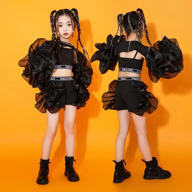 

K-pop Stage Outfits for Girls 3 Pcs Costume Jazz Dance Hip-hop Street Dance Runway Catwalk Performance Festival Clothes