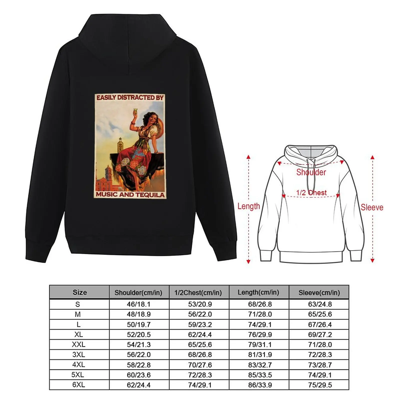Easily Distracted By Music And Tequila Gift Girl Love Music Tequila Hoodie autumn jacket men men's sweat-shirt autumn hoodie