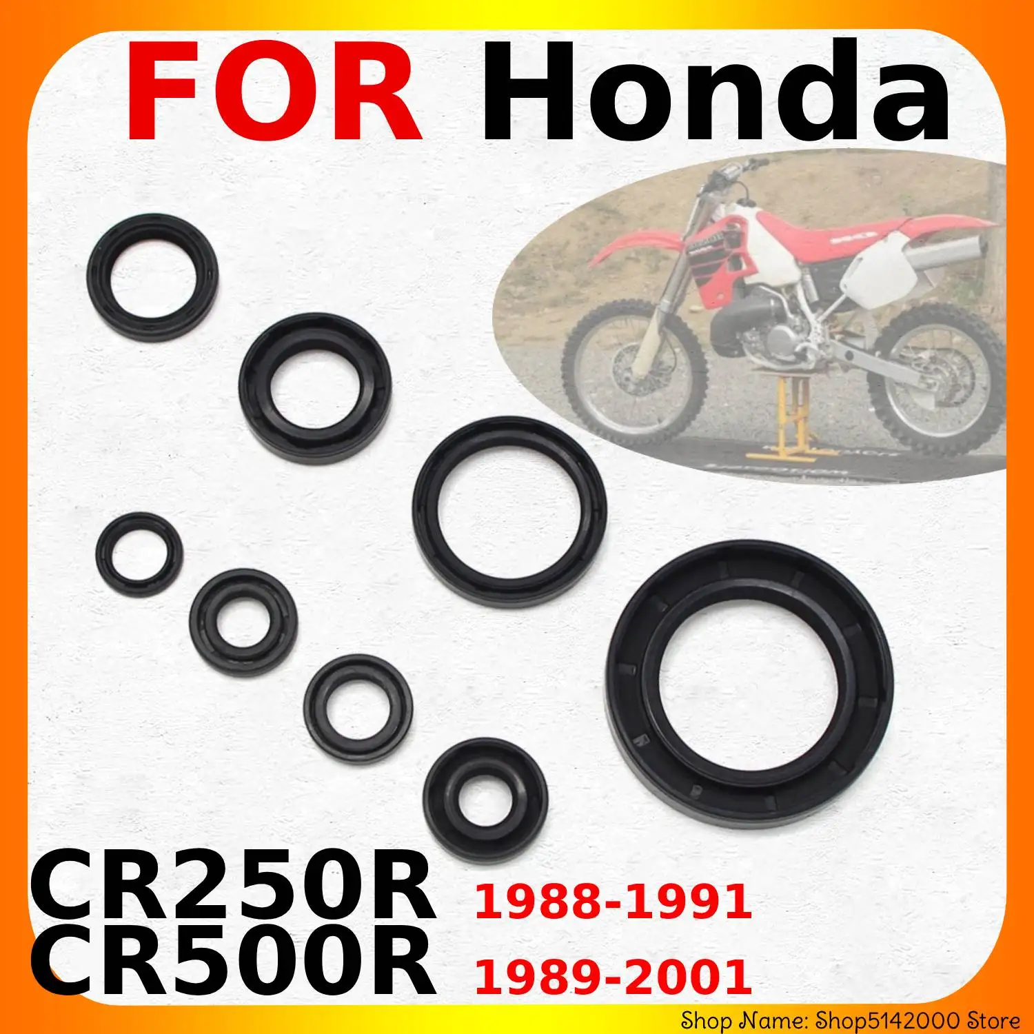 Motorcycle Engine oil seals kit For Honda CR250R 1988 1989 1990 1991 CR500R 1989 1990 1991 1992 1993  1994  1995  1996 1997-2001