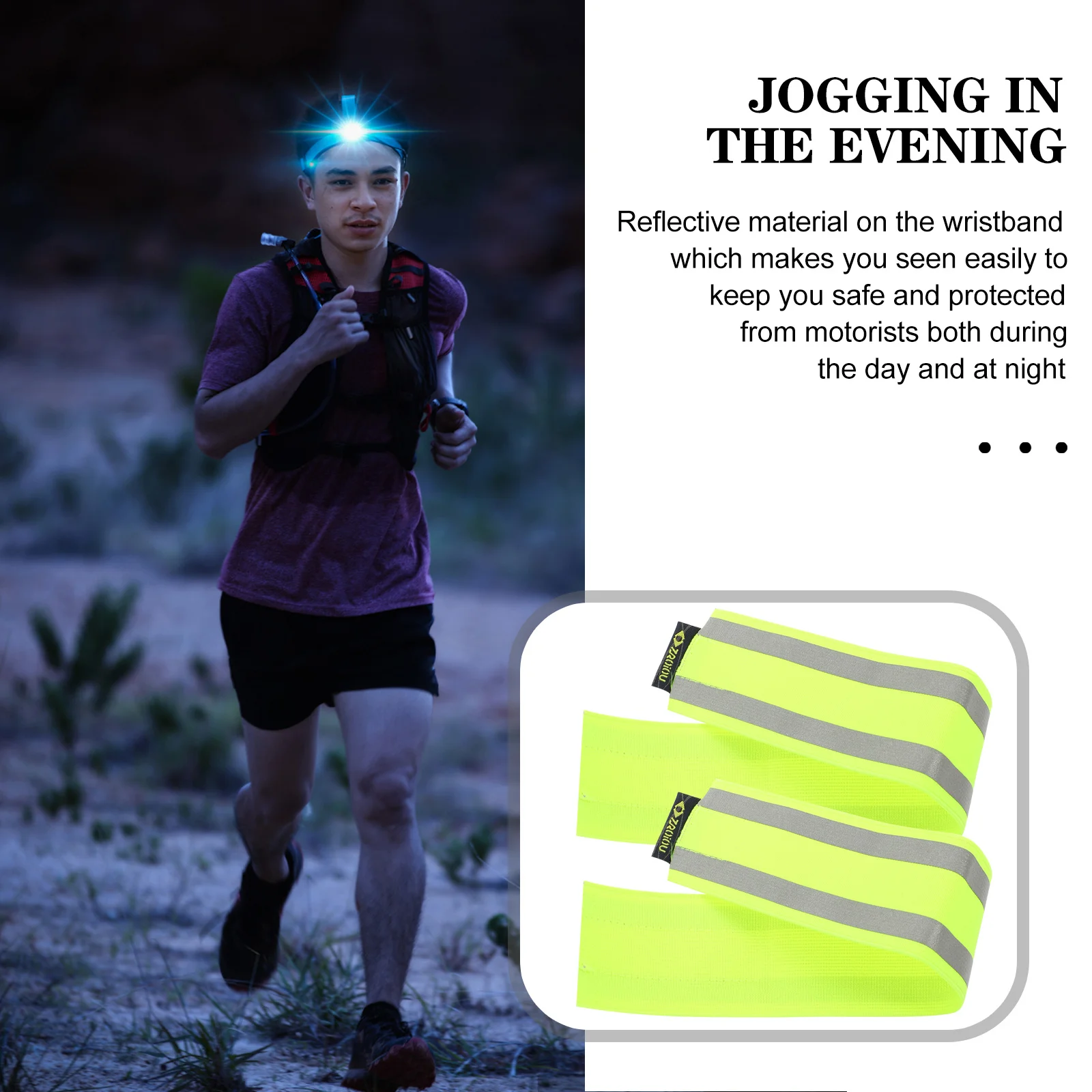 قطعتان من الأساور العاكسة للجري الليلي وركوب الدراجات وأشرطة أمان عالية الوضوح قابلة للتعديل في الهواء الطلق وحزام للساق للجري #5