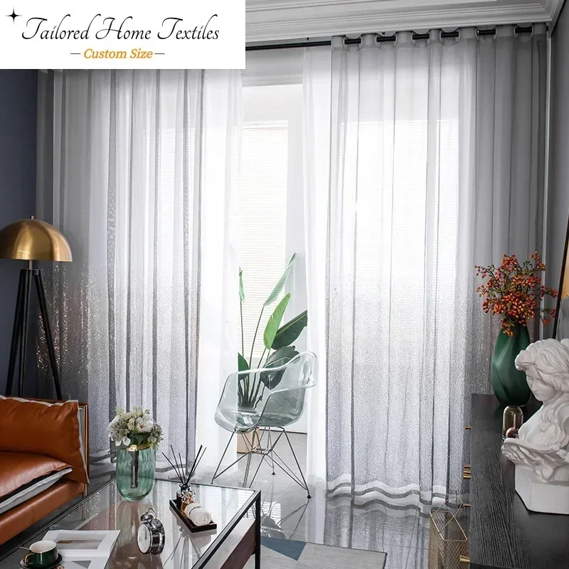 Custom Size Sequin Gradient Curtains Bedroom Living Room Blackout Gauze Curtains Prom Sequin Curtains European Light Luxury