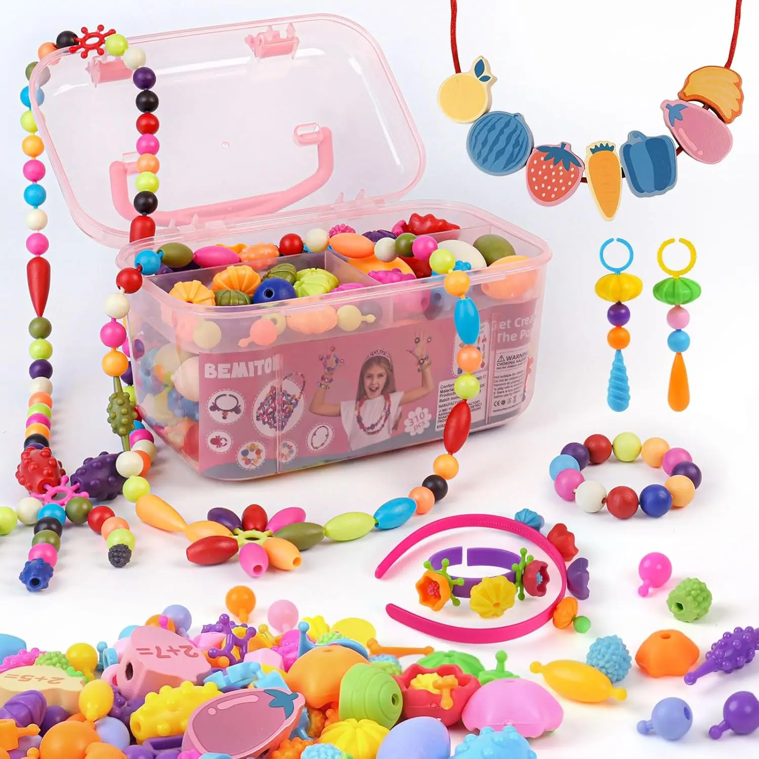 

Набор для создания украшений из бусин Creative Pop Beads для девочек 3-7 лет, набор для творчества и рукоделия с подарочной коробкой