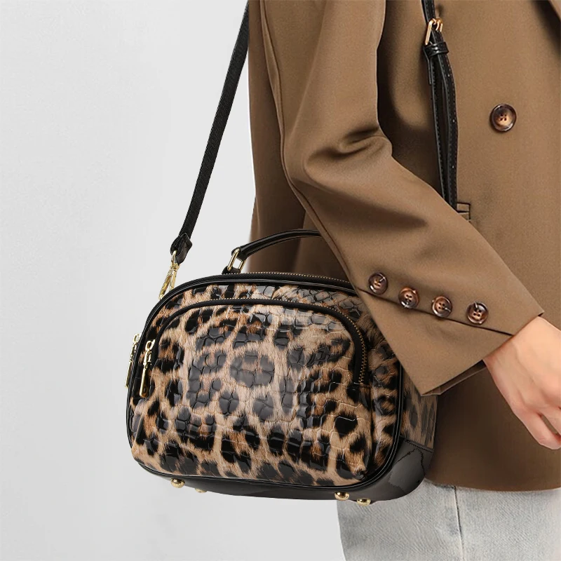 

Genuine Leather Crossbody Bag for Women, New 2026 Ladies' Bag, Versatile Shoulder Bag, Cowhide Leopard Print Women's Handbag