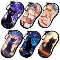 Caja de almacenamiento de gafas de gato negro Kawaii, gafas de sol para hombres y mujeres, funda protectora de lectura, estuche portátil de viaje para perros de dibujos animados