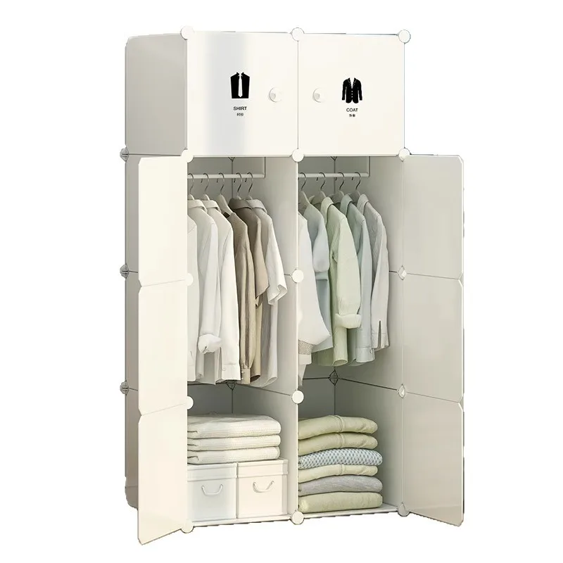 

Simple wardrobe rental room hanging wardrobe household bedroom strong and durable assembly dormitory plastic storage small ca