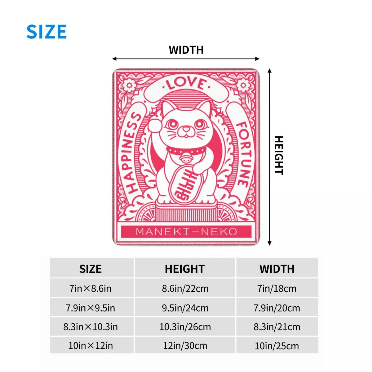 Maneki Neko Mouse Pad Customized Anti-Slip Rubber Base Gamer Mousepad Accessories Lucky Fortune Cat Office Computer PC Desk Mat