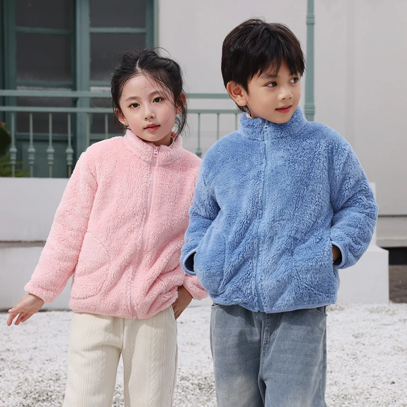 2-18 Years Spring Fall Winter Warm Clothes Outerwear Kids Coats Boys Girls Thermal Soft Fleece Thick Zipper Coats