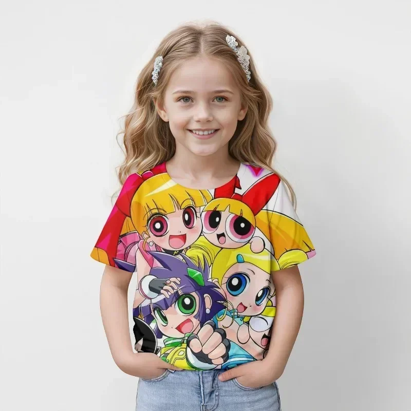 Summer Flying Policewoman 3D Pattern Printing Trend Versatile Animation Joint Name of The Same Children's Short-sleeved T-shirt