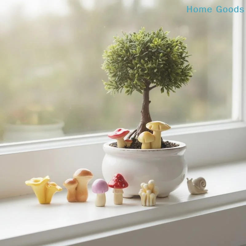 preferredMini Resin Mushroom Ornament Durable Cute Tiny Decor for Dollhouse Aquarium Fairy Garden Bonsai Home Desktop Decor