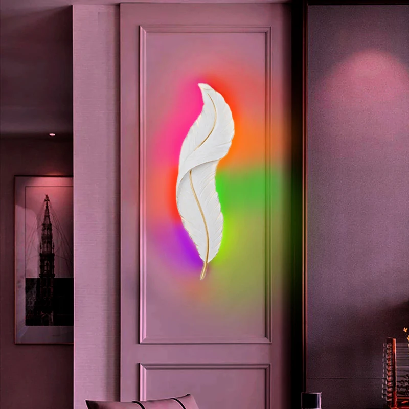 Imagem -05 - Modern White Feather Wall Light Sala Decoração Led Wall Lamp Bedside Background Quarto Decor Wall Sconce