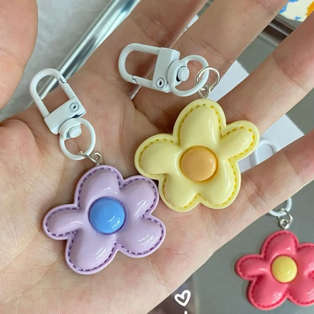 Fashion Key Chains Bag Hanging Pendant Car Keyring Cute Mini Flower Keychain Kawaii Colorful Resin Floral Key Ring