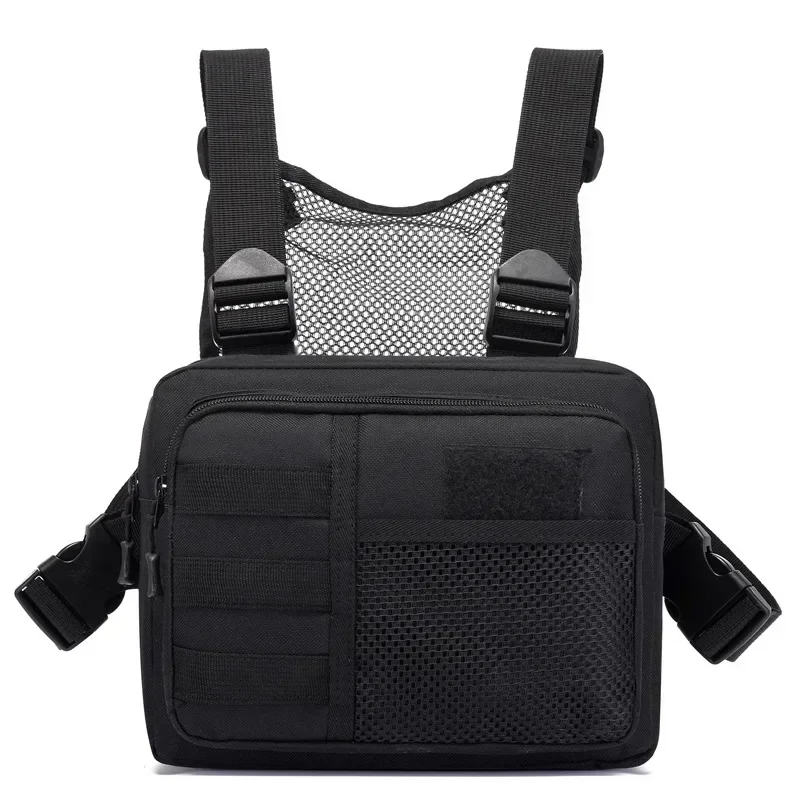 Bolso táctico tipo chaleco, bolso de pecho estilo streetwear, bolso portátil de moda Oxford para exteriores, bolsos multibolsillos impermeables para correr, bolso bandolera de viaje.