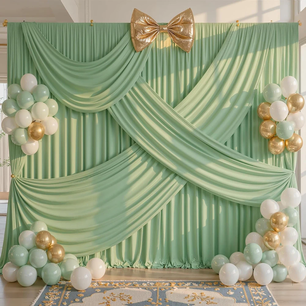 1 Stück Faltenfreier Hintergrundvorhang für Hochzeit, Brautparty, Babyparty, Foto, Bühnenhintergrund, Stoffdekoration für Geburtstagsfeiern – Detail 14