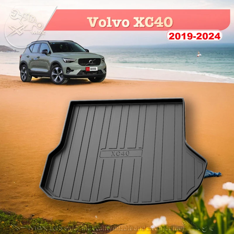 

Для Volvo XC40 2019-2024 специальный коврик для багажника автомобиля, всесезонный черный коврик для груза 3D формой, лазерные измерения, подкладки для багажника