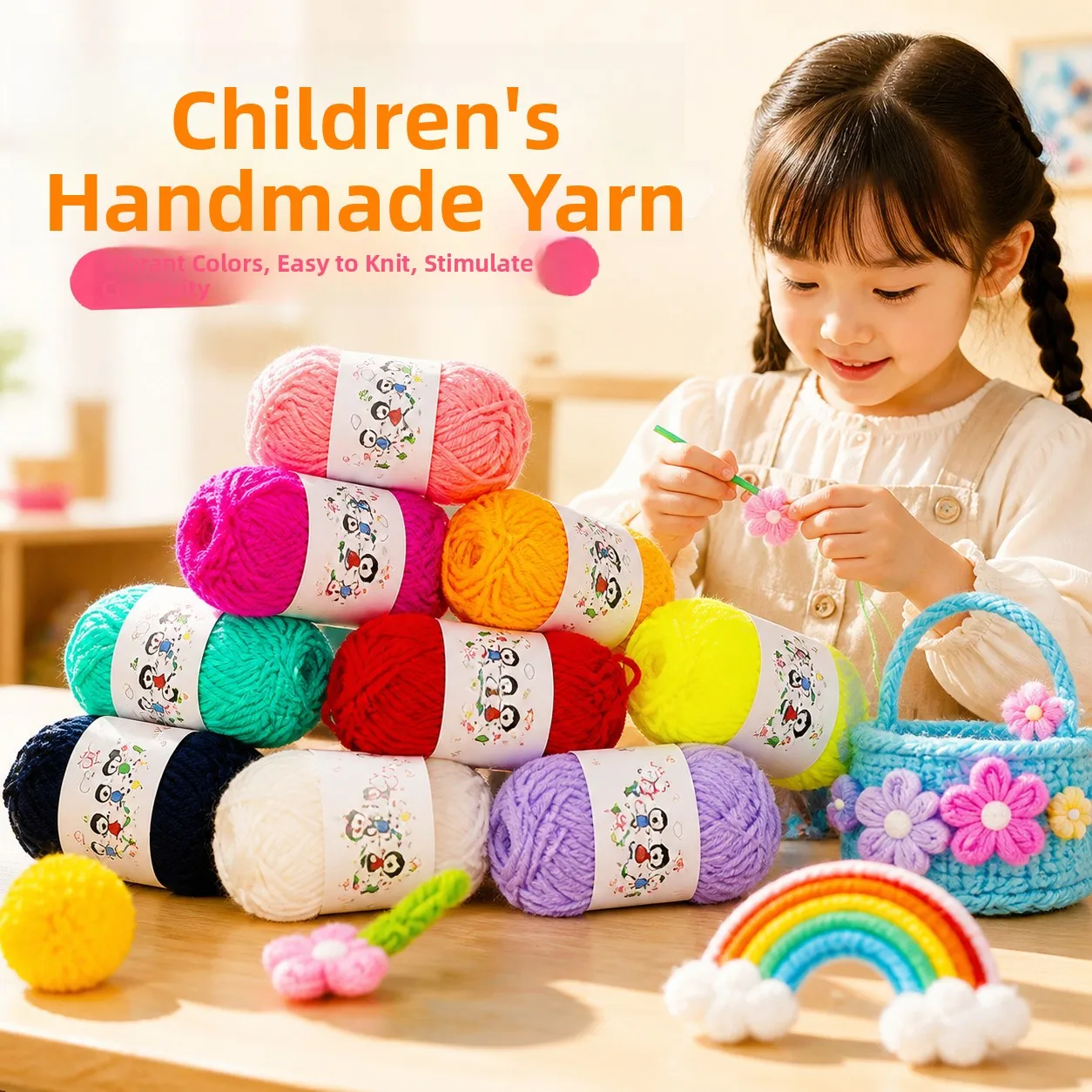  Yarn DIY Handcraft Materials for Kindergarten Girls Educational Crafts for Children to Make Stick Pictures