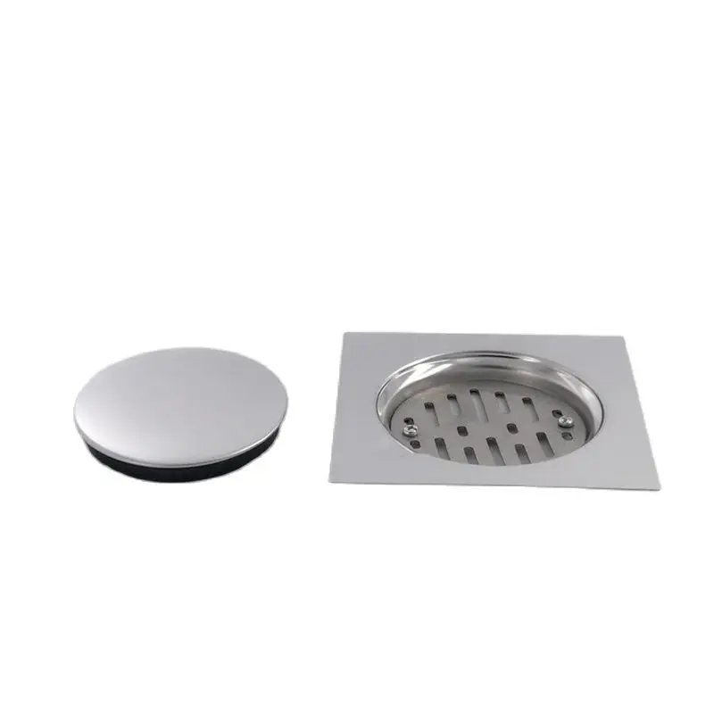 Shower Stainless Steel Hotel Easy Clean Bathroom Durable Waste Cover Floor Drain Deodorant Silver Square 15*15CM Floor Drain