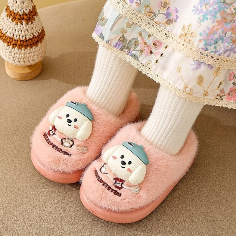 

Kids Girls Winter Indoor Furry Cotton Slippers Warm Non Slip Cute Cartoon Design Shoes for Toddler Children New 2026 Style