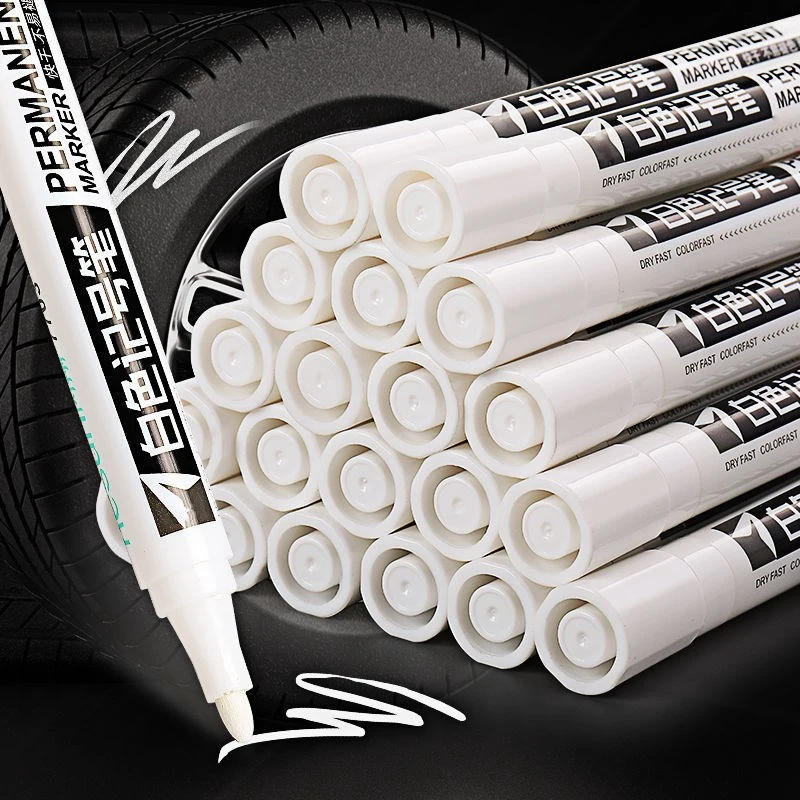 1/3/5pcs White Marker Pens 0.8 1 2 2.8mm Oily Waterproof White DIY Graffiti Sketching Markers Stationery Wrting School Supplies