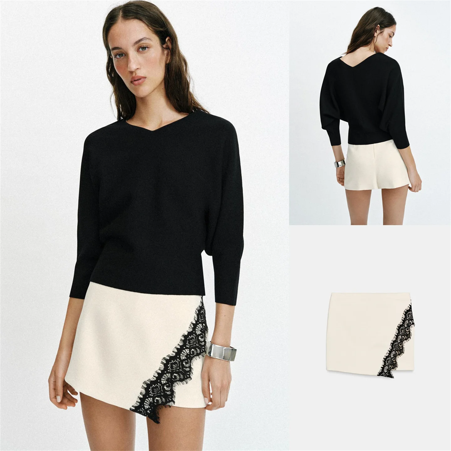 New Summer Women's Casual Lace Anti-Light Skirt Color Block Double Breasted Pants Skirt City Commute Daily Travel Shopping