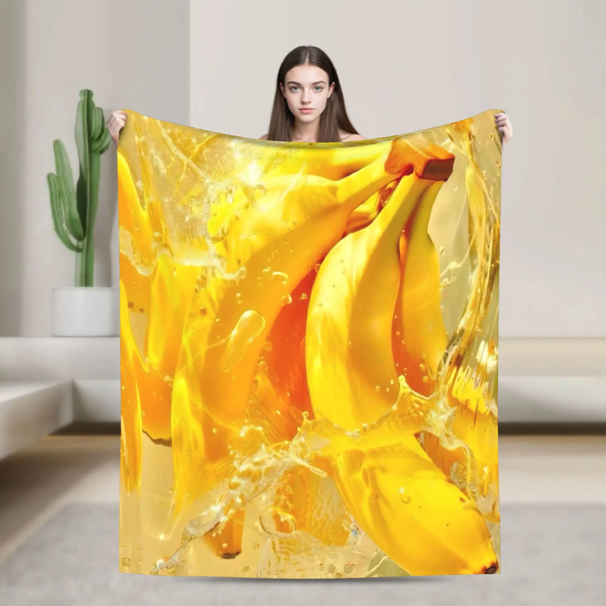 Banana Frutiger Aero Flannel Blankets  Awesome Throw Blankets for Home 150*125cm Plush Thin Quilt