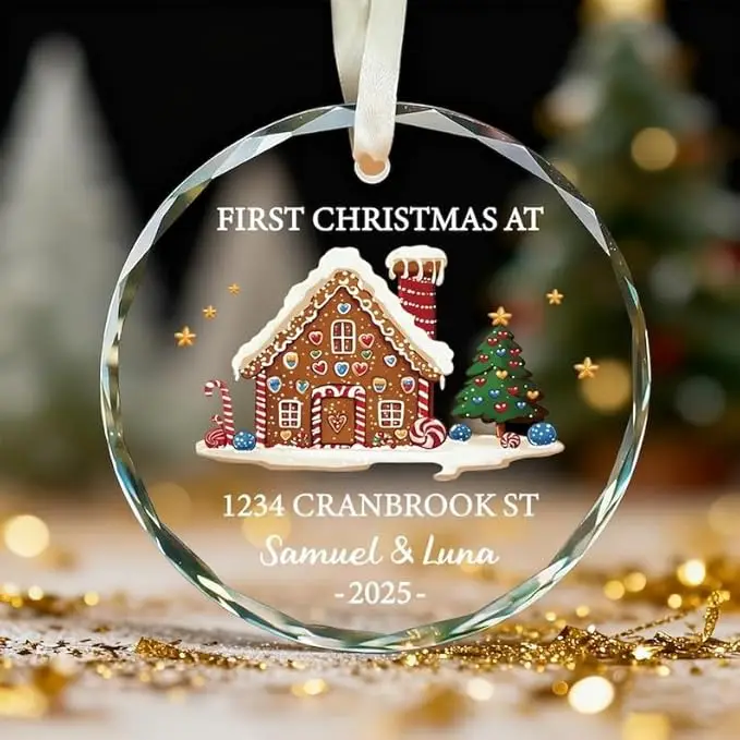 زينة منزلية جديدة، عيد الميلاد الأول المخصص في منزل جديد، ديكور تذكار زجاجي، فريد من نوعه لأصدقاء العائلة