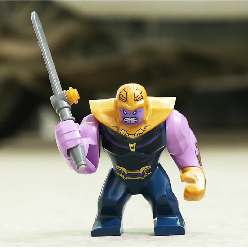 12 sztuk figurka Mini zestaw bloków Marvel superbohater Thanos Hulk Puzzle klocki montażowe figurka zabawkowa, prezent urodzinowy dla dzieci