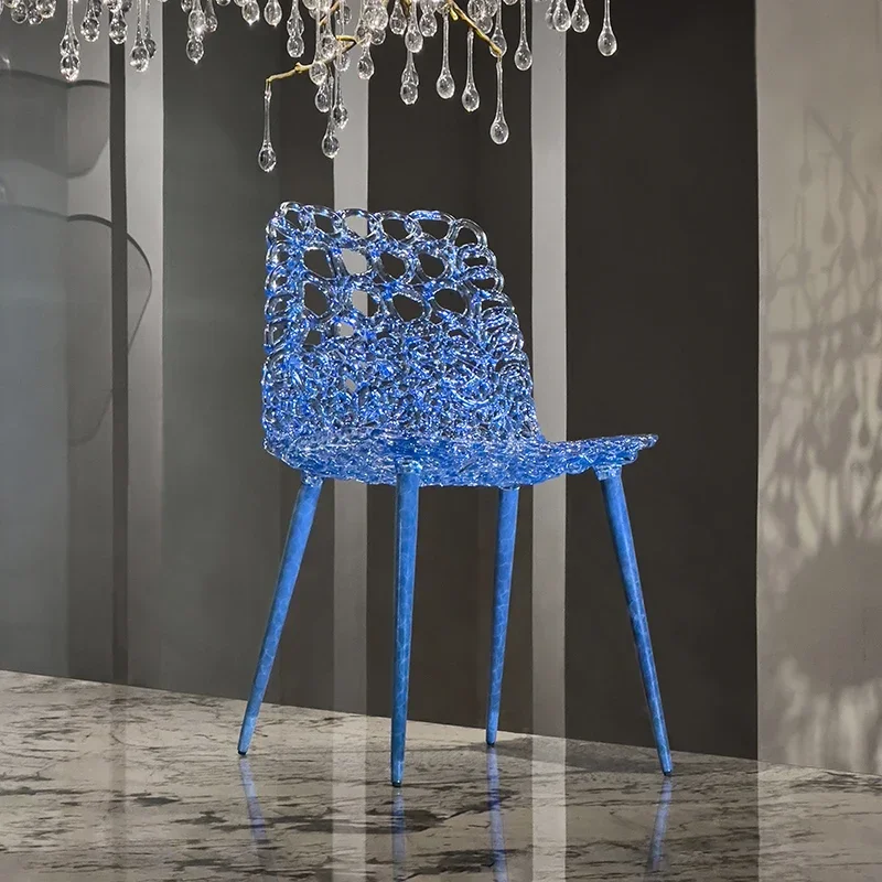 

Minimalist Dining Chair Restaurant Light Luxury Transparent Chair Stainless Steel Brass Outdoor Clock-in