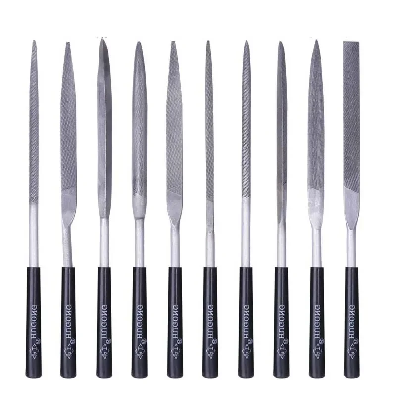 Metal Polishing Hand File Tools Set Small File Triangular Semi-circular Flat File 5x180mm-10pcs Mini Polishing Wood Carving Tool